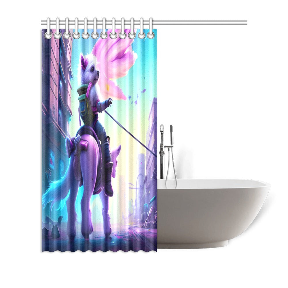 Ashie Poo the Muse Riding a Horse Shower Curtain 72"x72"