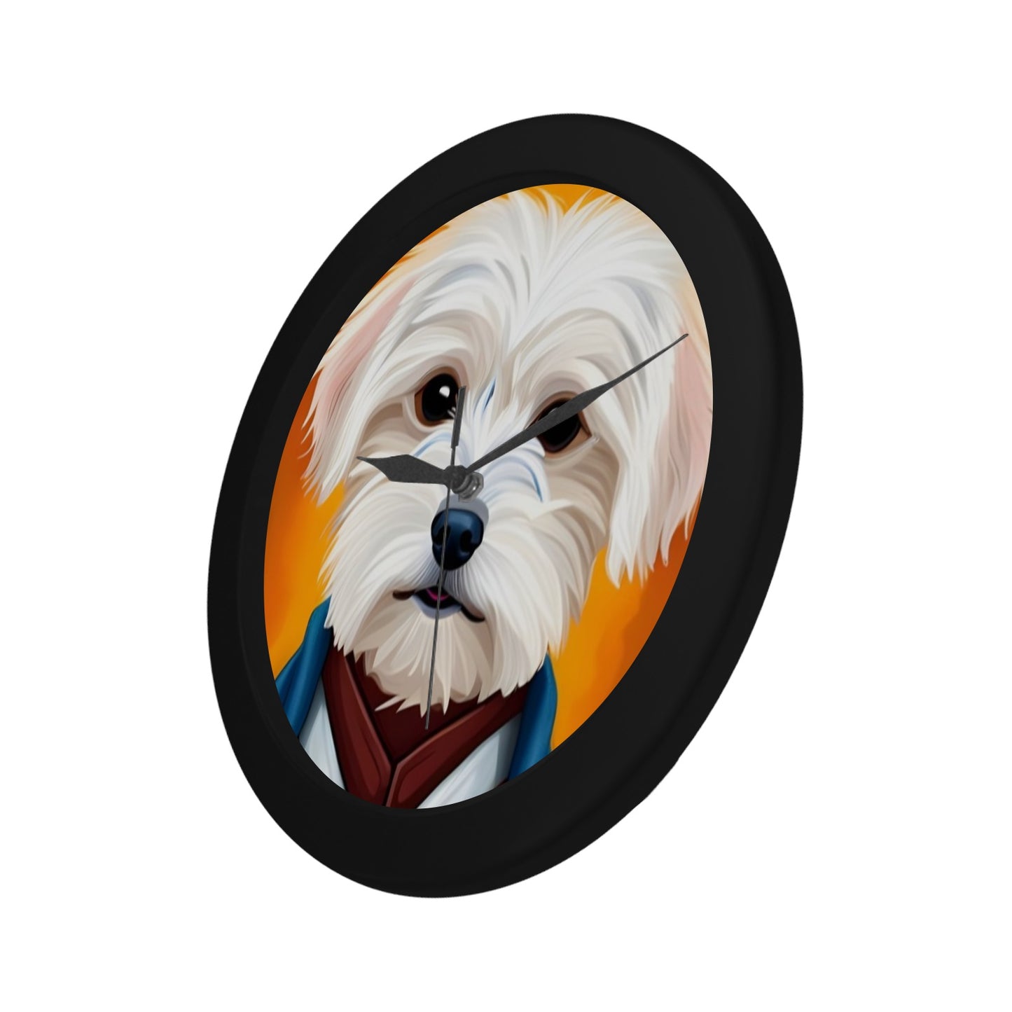 Maltese Dog Star Wars Inspired Black Plastic Wall Clock