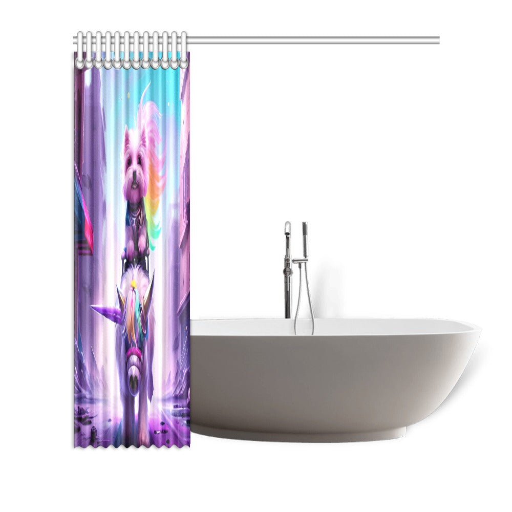 Ashie Poo the Muse Riding a Unicorn Shower Curtain 72"x72"