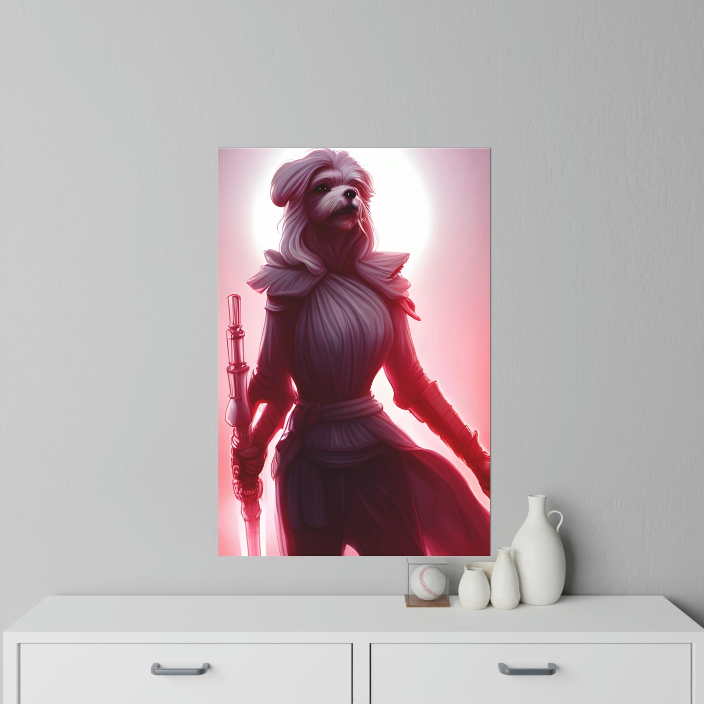 Maltese Female Warrior with Light Saber Inspired Wall Decals