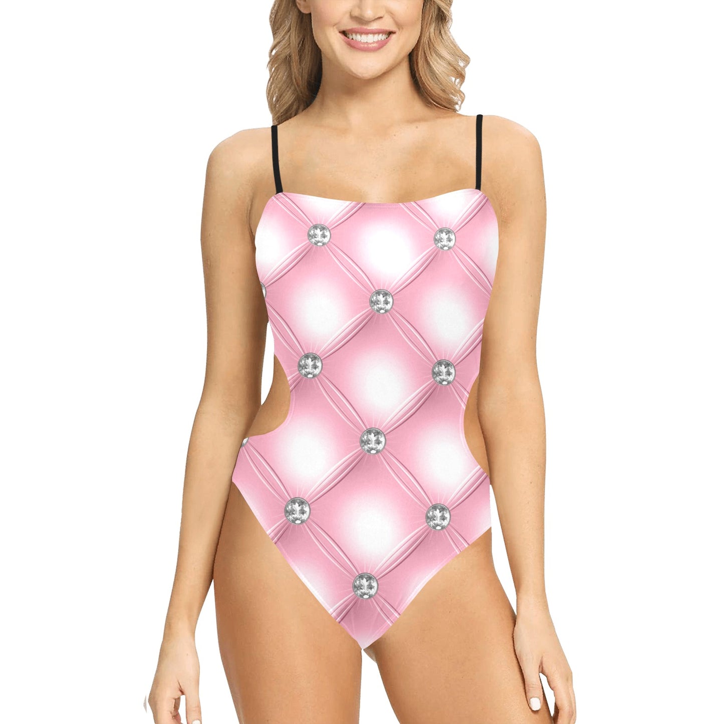 Spaghetti Strap Cut Out Sides Swimsuit V1